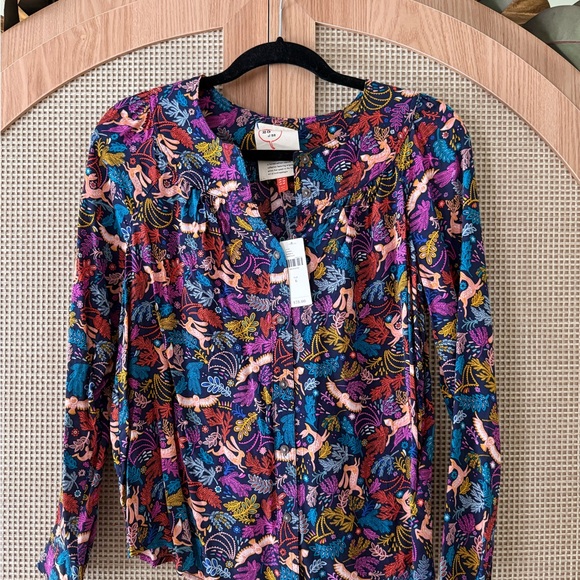 Anthropologie Multicolor Oh Deer Blouse - Picture 3 of 8